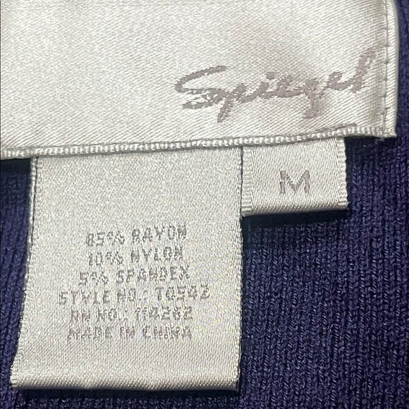 Spiegel NAVY Blue Knit WHITE RUFFLE HEM, VINTAGE PENCIL SKIRT SIZE M: - Picture 3 of 9